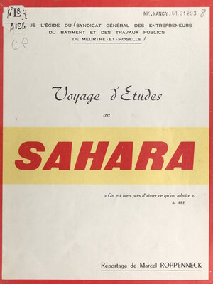 cover image of Voyage d'études au Sahara